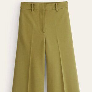 Boden Wide Leg Jersey Pants - Green Olive